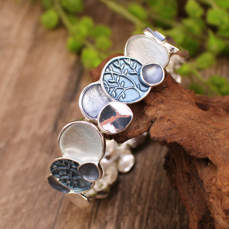 Wear FengShui The Tree Of Life Round Pattern Unity Alloy Elastic Bracelet Bangle