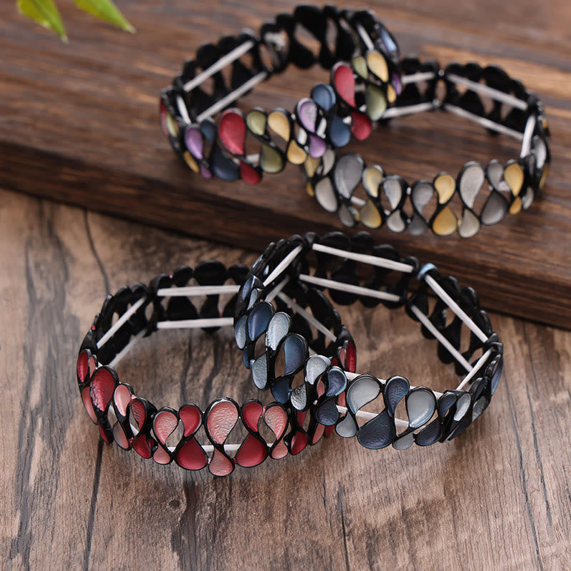 Wear FengShui Colorful Geometric Hollow 8-shaped Alloy Healing Elastic Bracelet Bangle