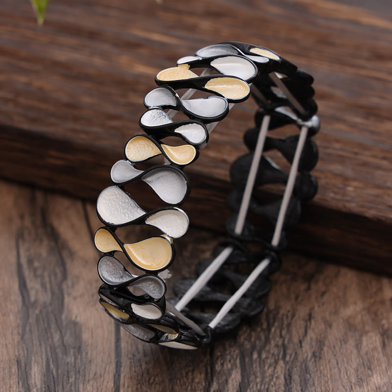 Wear FengShui Colorful Geometric Hollow 8-shaped Alloy Healing Elastic Bracelet Bangle