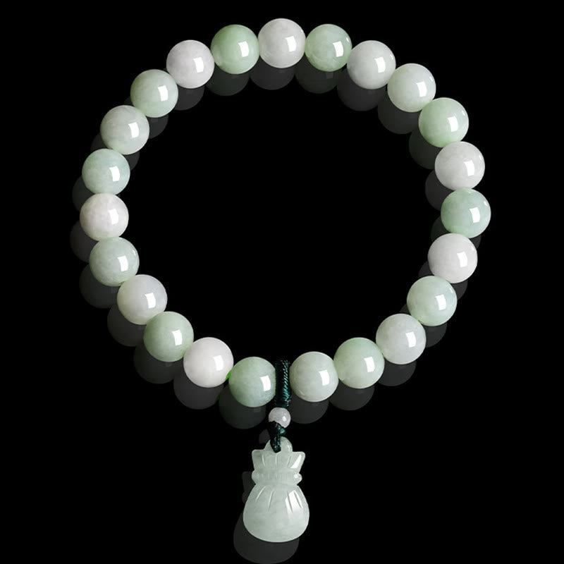 Wear FengShui Natural Jade Money Bag Charm Luck Bracelet