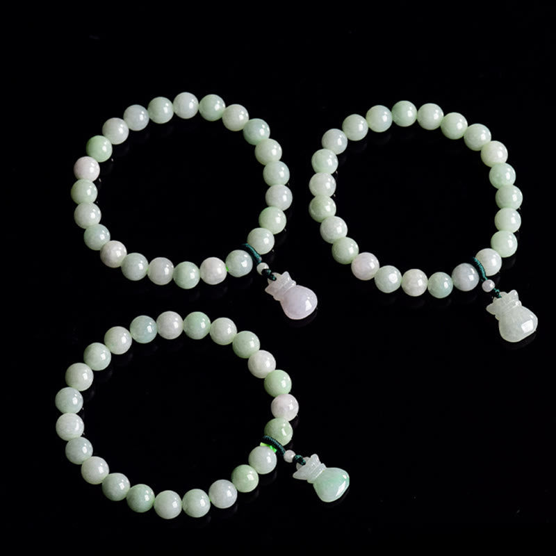 Wear FengShui Natural Jade Money Bag Charm Luck Bracelet
