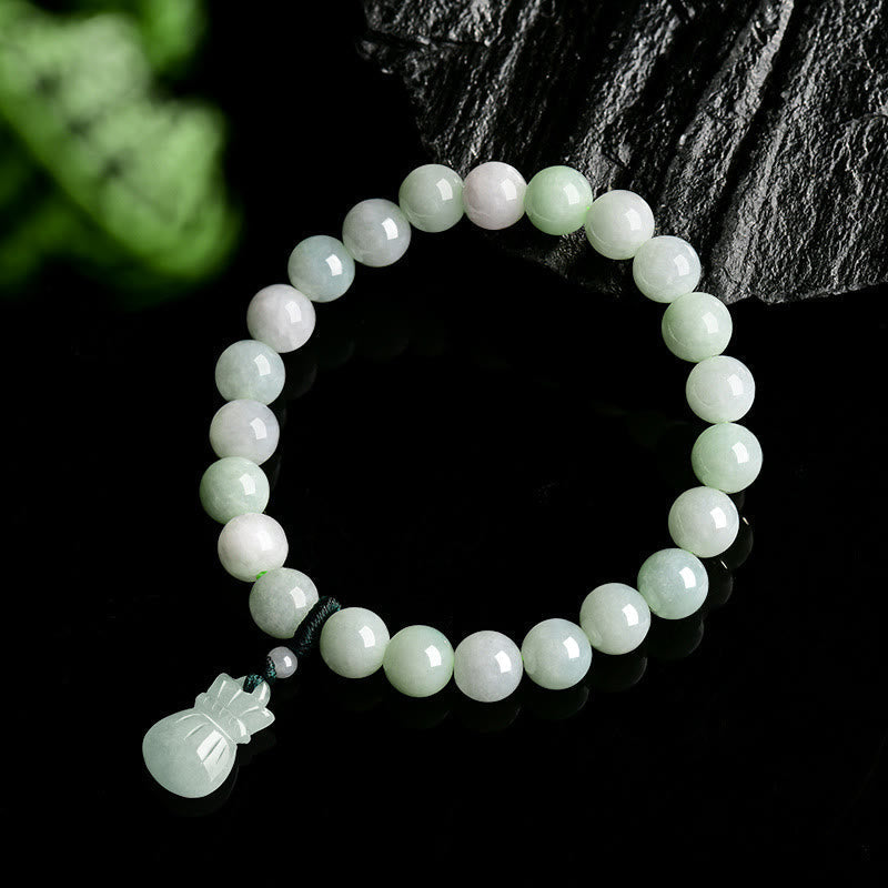 Wear FengShui Natural Jade Money Bag Charm Luck Bracelet