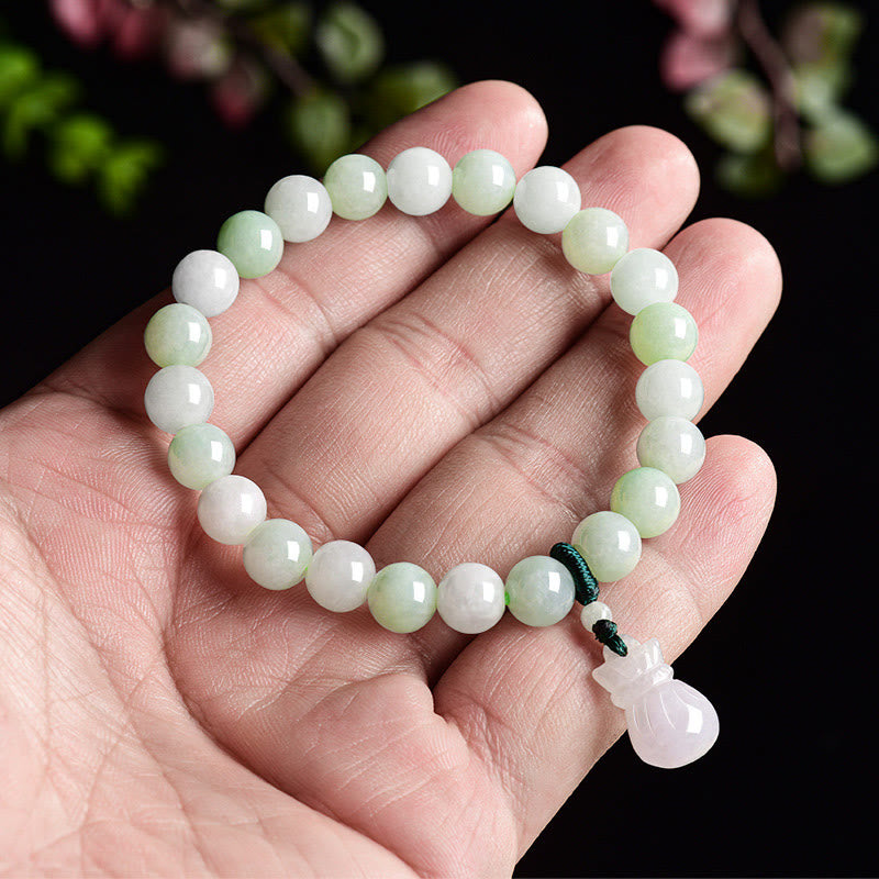 Wear FengShui Natural Jade Money Bag Charm Luck Bracelet