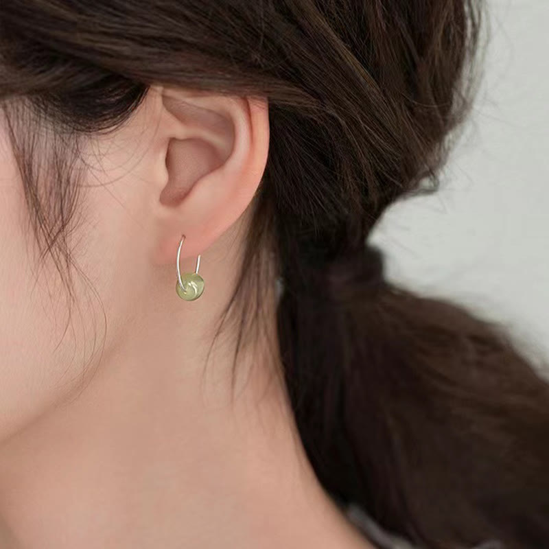 Wear FengShui 925 Sterling Silver Hetian Jade Bead Luck Earrings