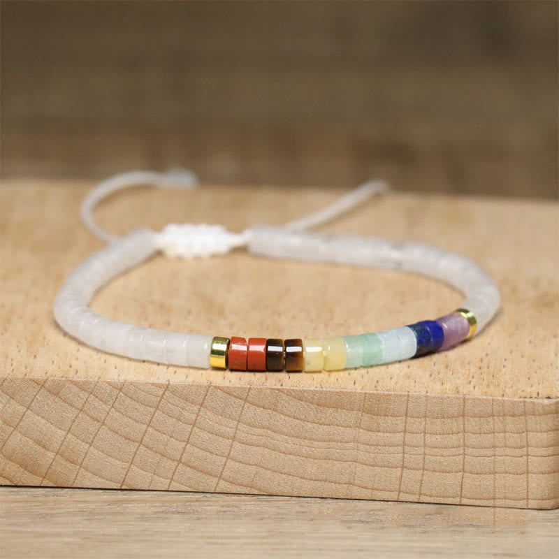 Wear FengShui Natural White Crystal Black Onyx Clarity Spacer Bead Bracelet