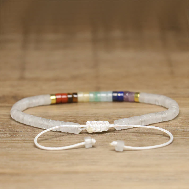 Wear FengShui Natural White Crystal Black Onyx Clarity Spacer Bead Bracelet