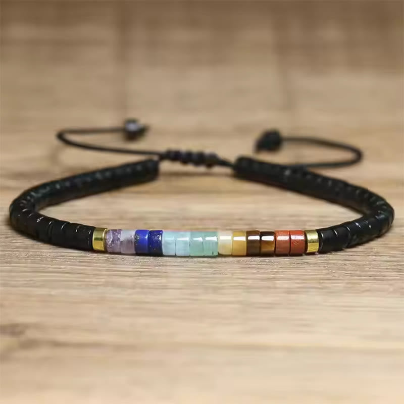 Wear FengShui Natural White Crystal Black Onyx Clarity Spacer Bead Bracelet