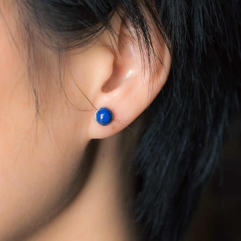 Wear FengShui Vintage 925 Sterling Silver Lazurite Balance Earrings