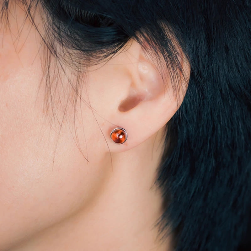 Wear FengShui 925 Sterling Silver Garnet Protection Earrings