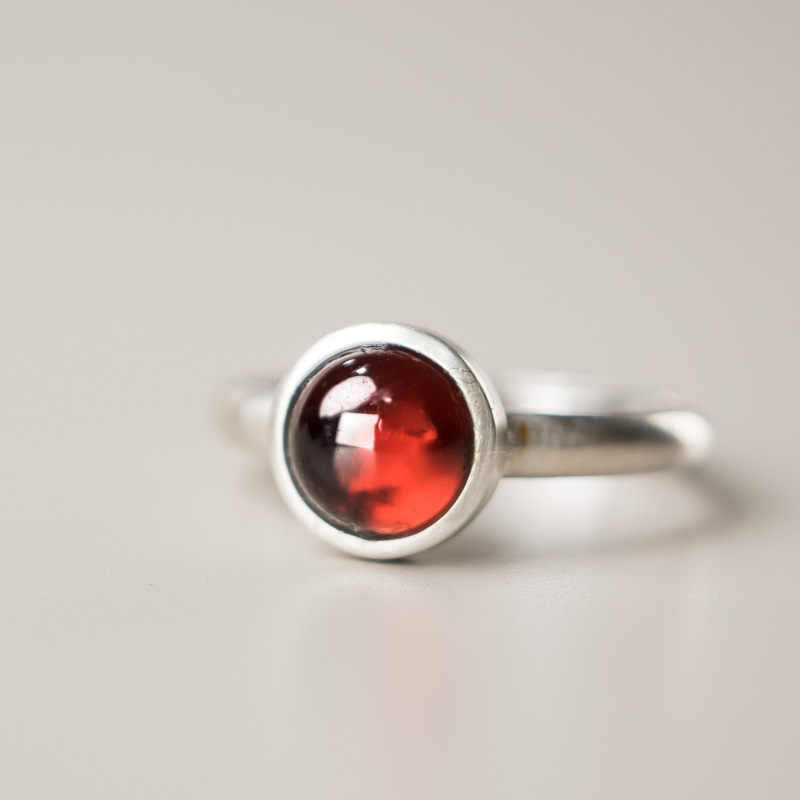 Wear FengShui Natural 925 Sterling Silver Garnet Adjustable Protection Ring