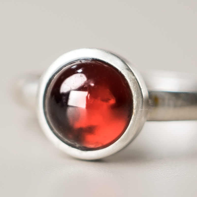 Wear FengShui Natural 925 Sterling Silver Garnet Adjustable Protection Ring
