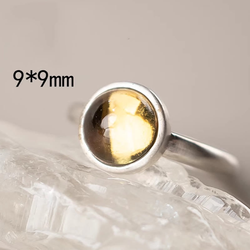 Wear FengShui Natural 925 Sterling Silver Prehnite Citrine Adjustable Happiness Ring