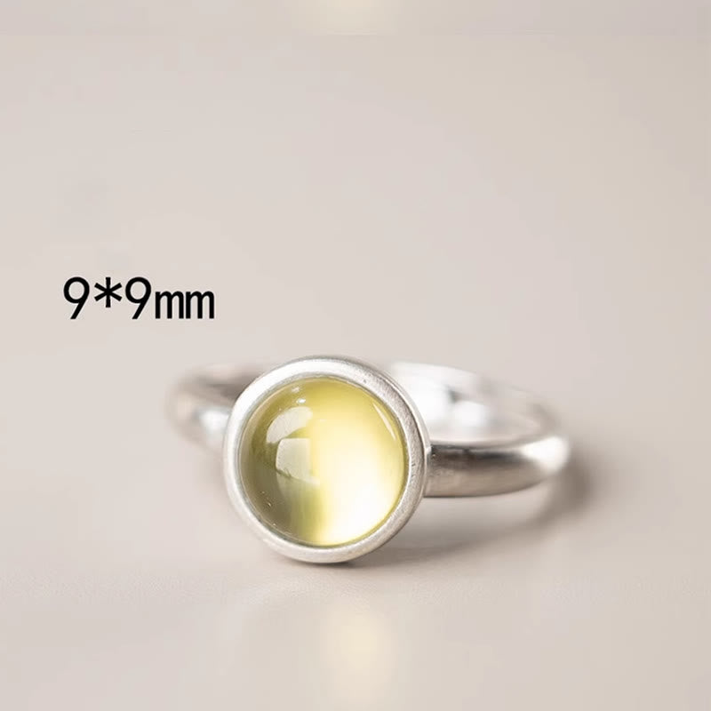 Wear FengShui Natural 925 Sterling Silver Prehnite Citrine Adjustable Happiness Ring
