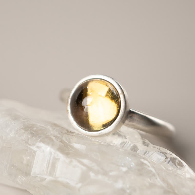 Wear FengShui Natural 925 Sterling Silver Prehnite Citrine Adjustable Happiness Ring