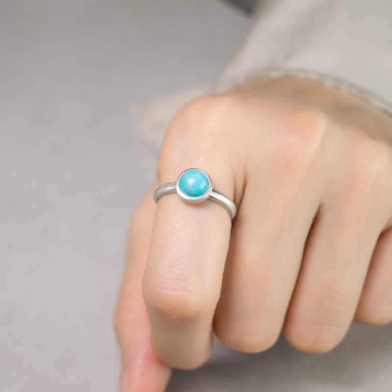 Wear FengShui Natural 925 Sterling Silver Lazurite Turquoise Adjustable Balance Ring