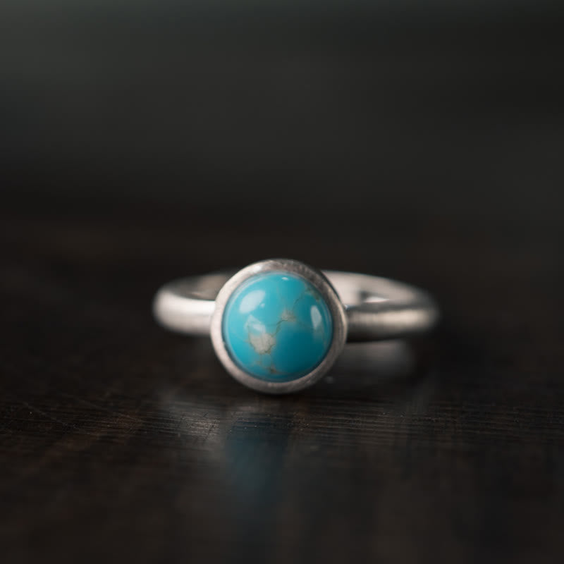 Wear FengShui Natural 925 Sterling Silver Lazurite Turquoise Adjustable Balance Ring