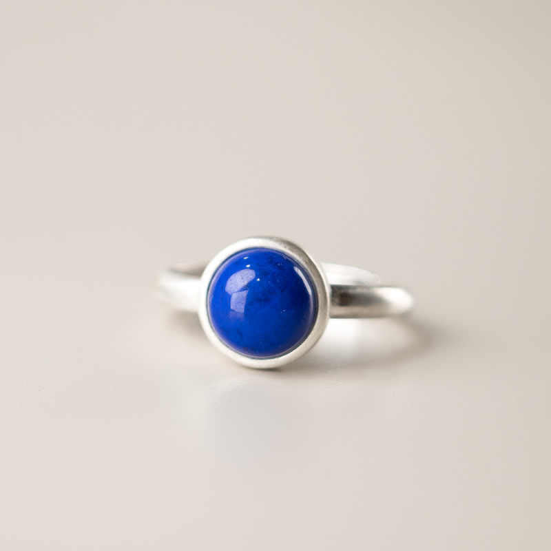 Wear FengShui Natural 925 Sterling Silver Lazurite Turquoise Adjustable Balance Ring