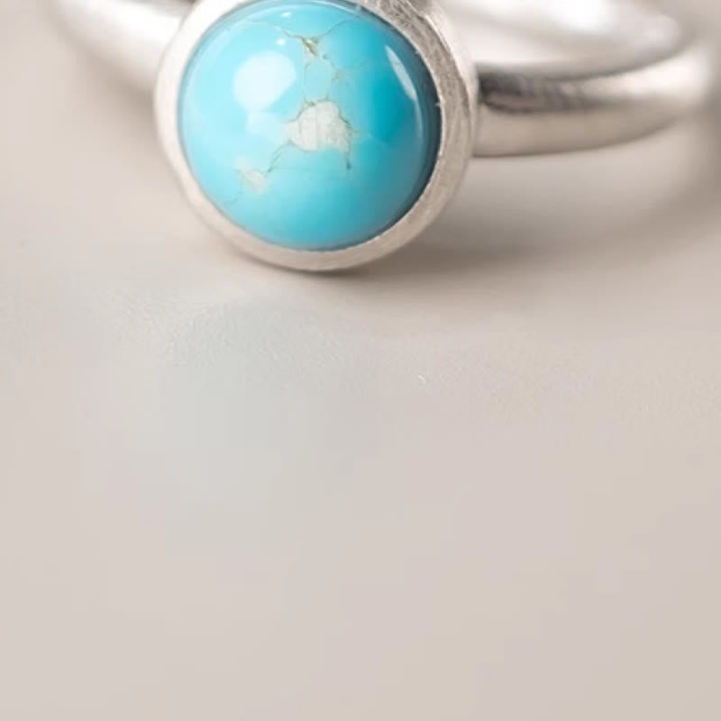 Wear FengShui Natural 925 Sterling Silver Lazurite Turquoise Adjustable Balance Ring
