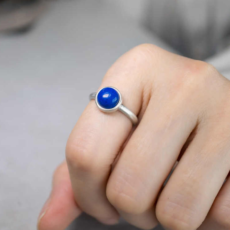 Wear FengShui Natural 925 Sterling Silver Lazurite Turquoise Adjustable Balance Ring