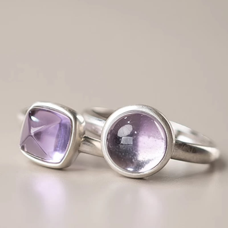 Wear FengShui Natural 925 Sterling Silver Amethyst Adjustable Balance Ring