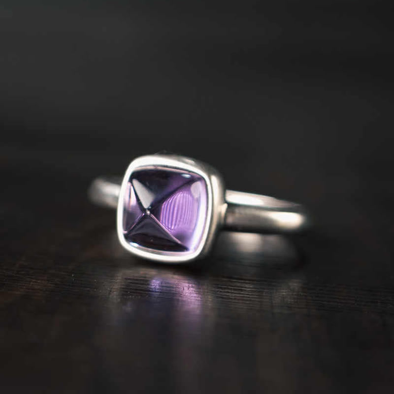 Wear FengShui Natural 925 Sterling Silver Amethyst Adjustable Balance Ring
