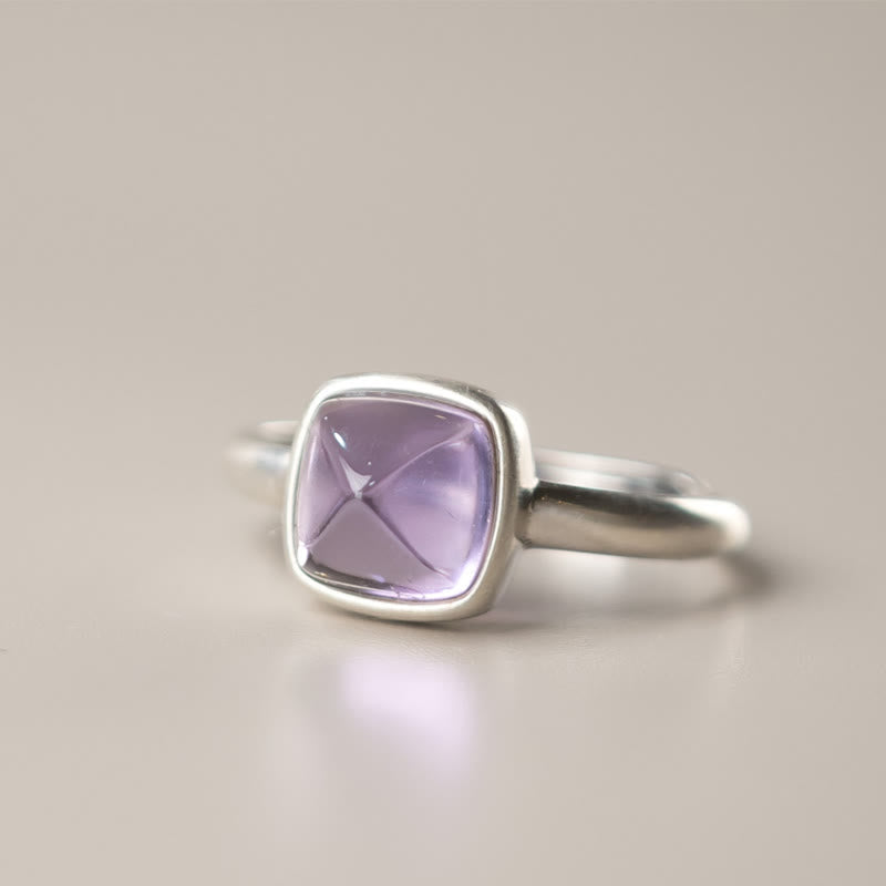Wear FengShui Natural 925 Sterling Silver Amethyst Adjustable Balance Ring