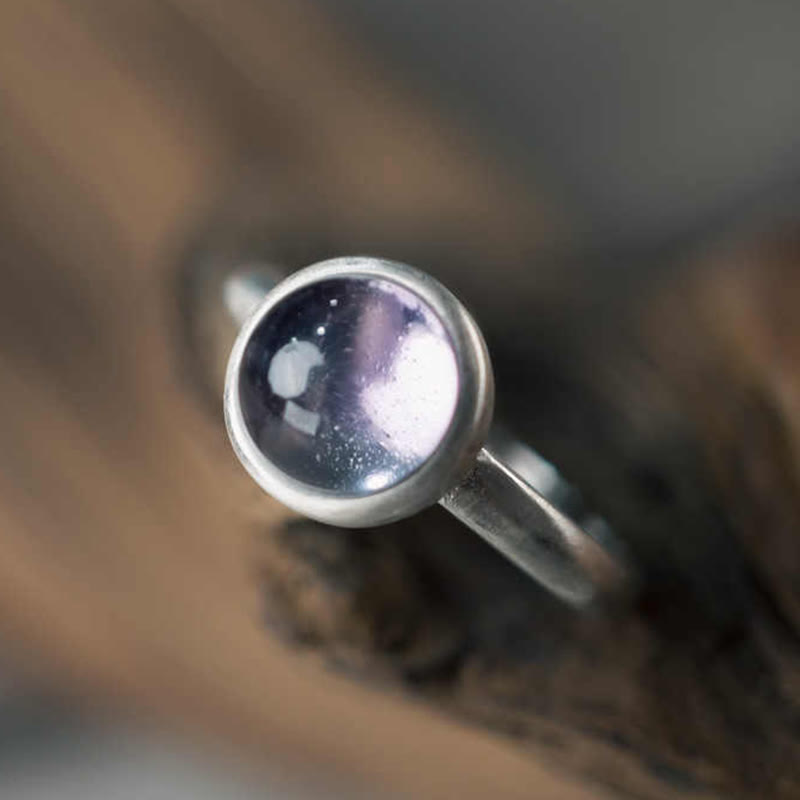 Wear FengShui Natural 925 Sterling Silver Amethyst Adjustable Balance Ring