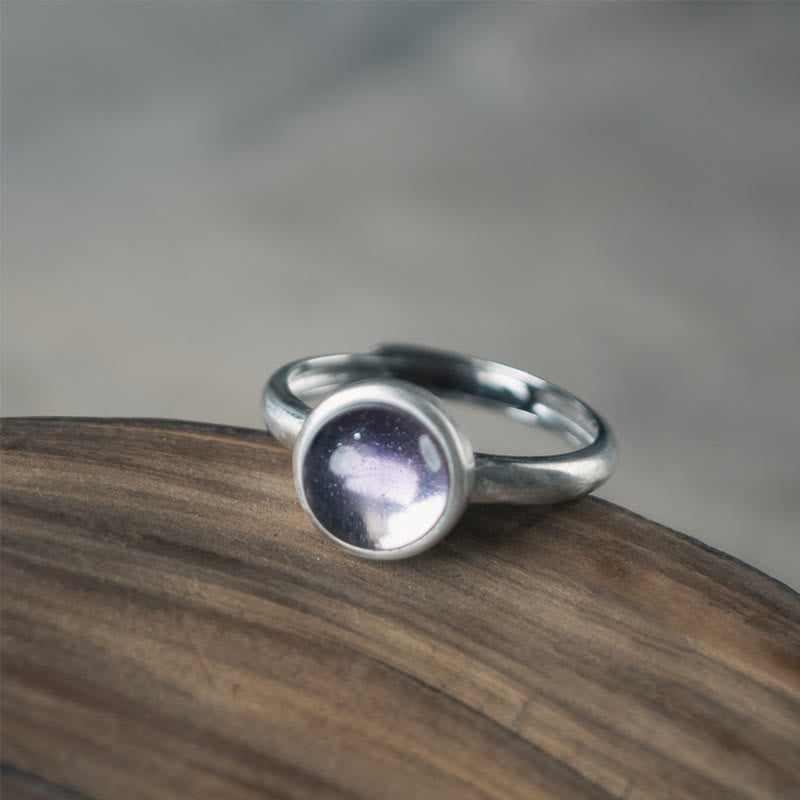 Wear FengShui Natural 925 Sterling Silver Amethyst Adjustable Balance Ring