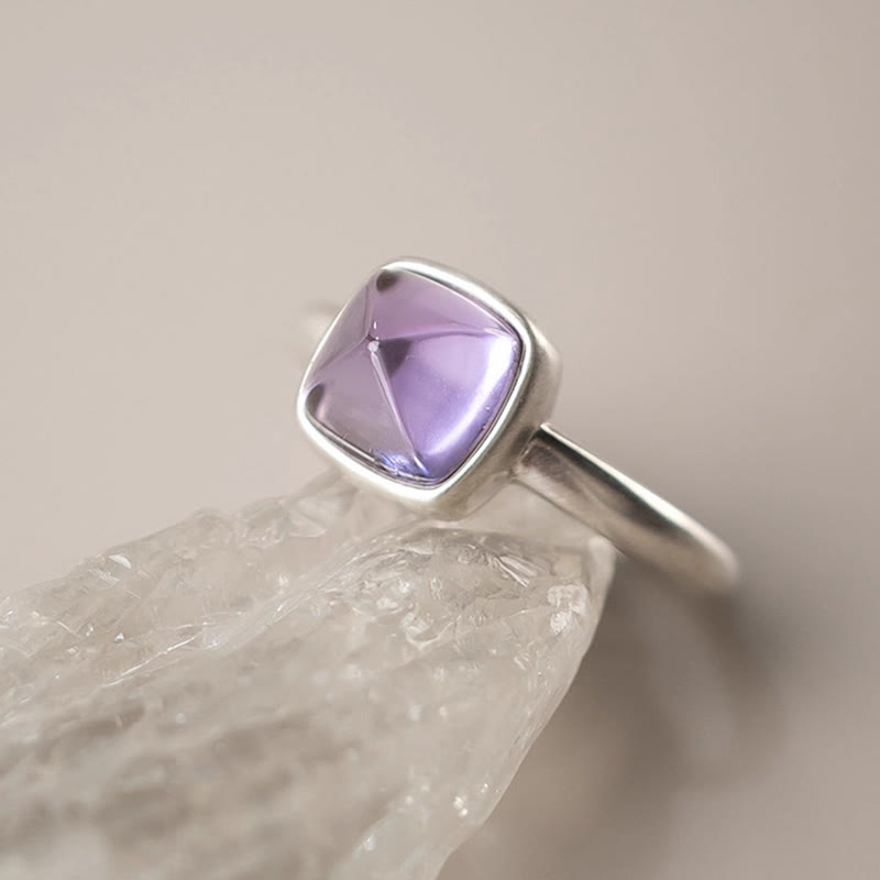 Wear FengShui Natural 925 Sterling Silver Amethyst Adjustable Balance Ring