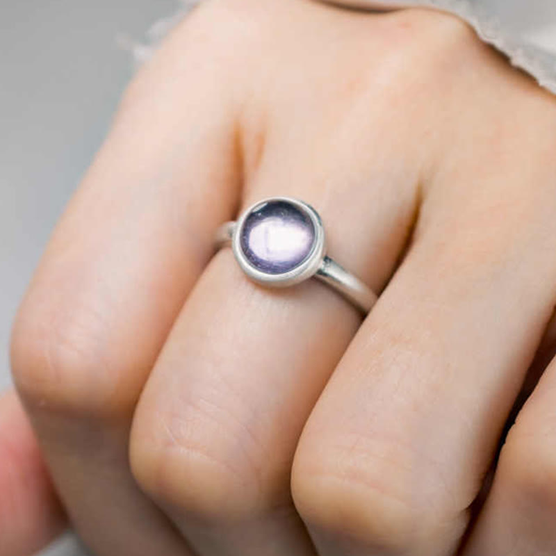 Wear FengShui Natural 925 Sterling Silver Amethyst Adjustable Balance Ring