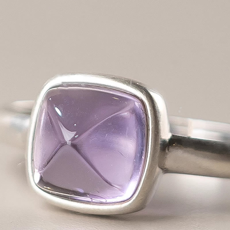 Wear FengShui Natural 925 Sterling Silver Amethyst Adjustable Balance Ring