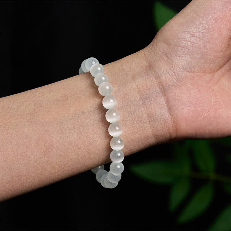Wear FengShui Natural Cat's Eye Beads 990 Sterling Silver Pixiu Positive Bracelet