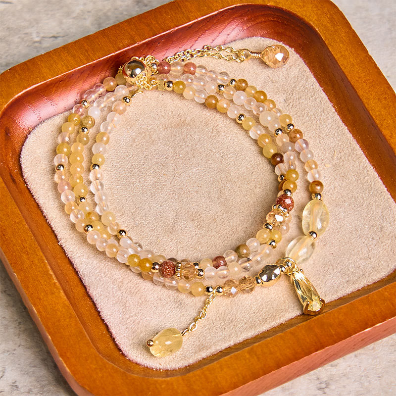 Wear FengShui Natural Citrine Beads Pleasure Multi Layer Bracelet