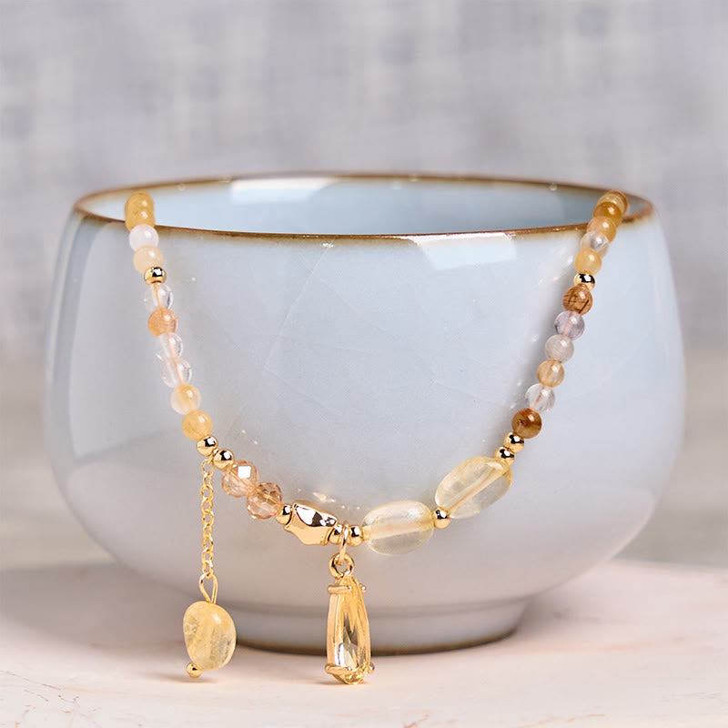 Wear FengShui Natural Citrine Beads Pleasure Multi Layer Bracelet