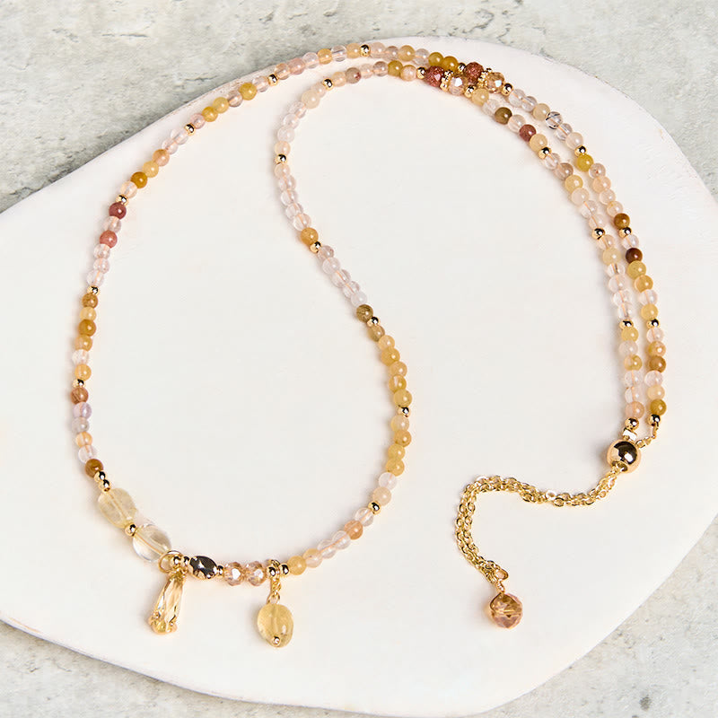 Wear FengShui Natural Citrine Beads Pleasure Multi Layer Bracelet