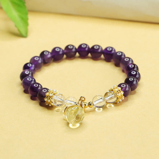 Wear FengShui Natural Amethyst Citrine Money Bag Balance Bracelet