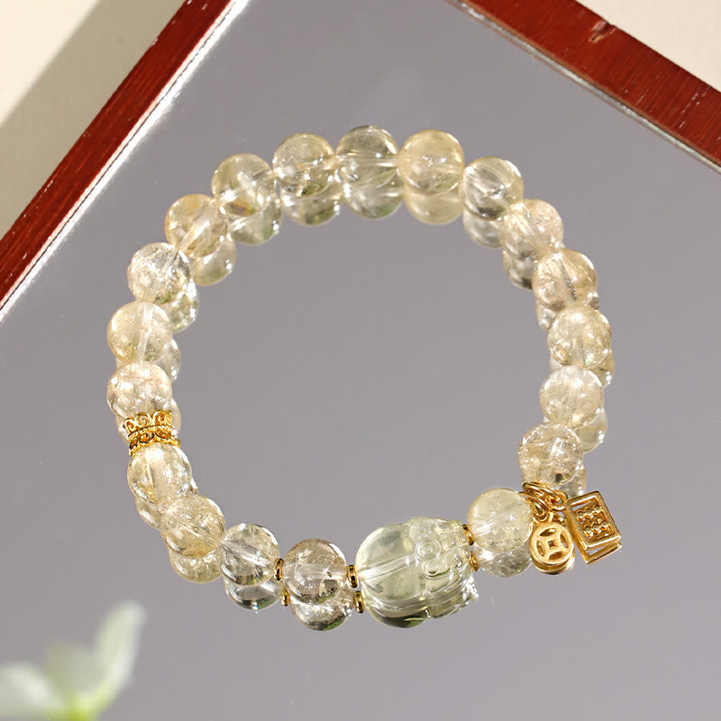 Wear FengShui Natural Citrine PiXiu Copper Coin Protection Bracelet