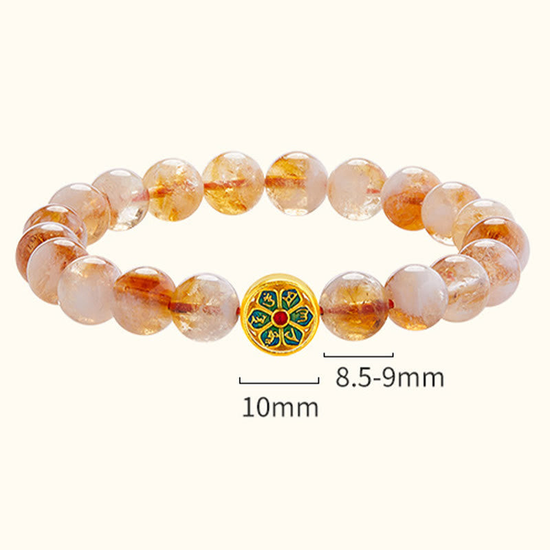 Wear FengShui 999 Sterling Silver Citrine Om Mani Padme Hum Protection Bracelet