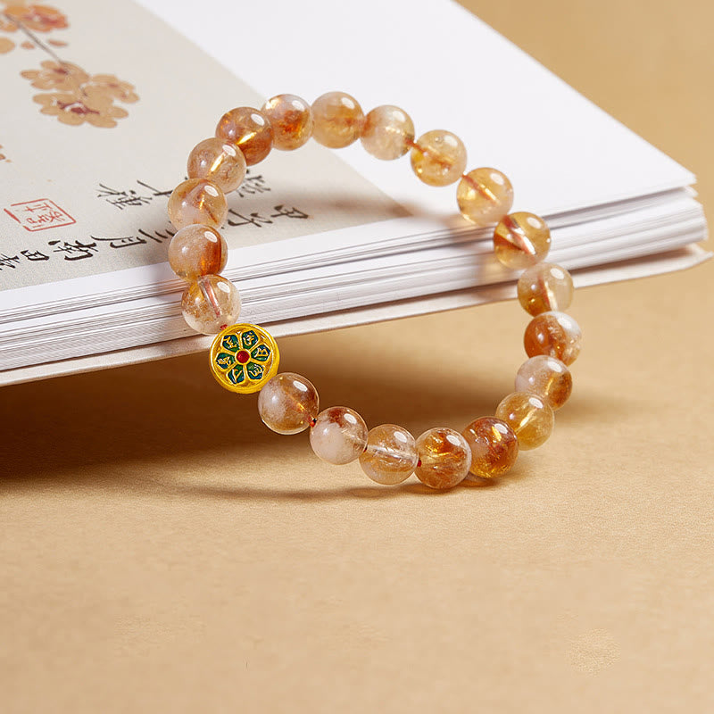 Wear FengShui 999 Sterling Silver Citrine Om Mani Padme Hum Protection Bracelet