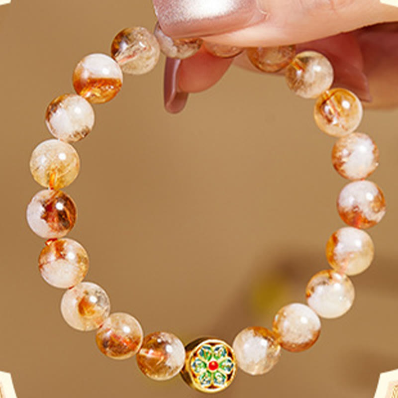 Wear FengShui 999 Sterling Silver Citrine Om Mani Padme Hum Protection Bracelet