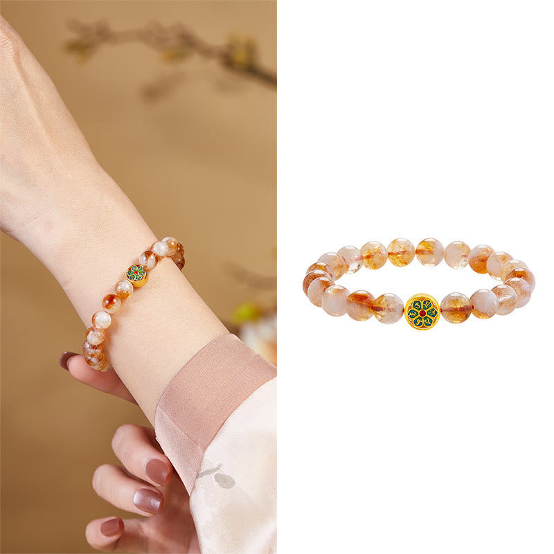 Wear FengShui 999 Sterling Silver Citrine Om Mani Padme Hum Protection Bracelet