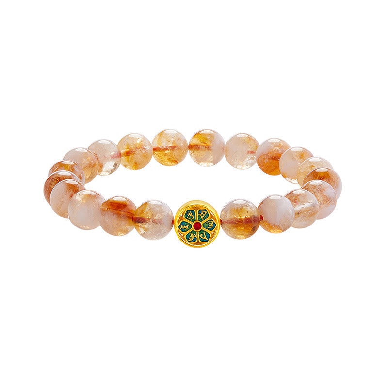 Wear FengShui 999 Sterling Silver Citrine Om Mani Padme Hum Protection Bracelet