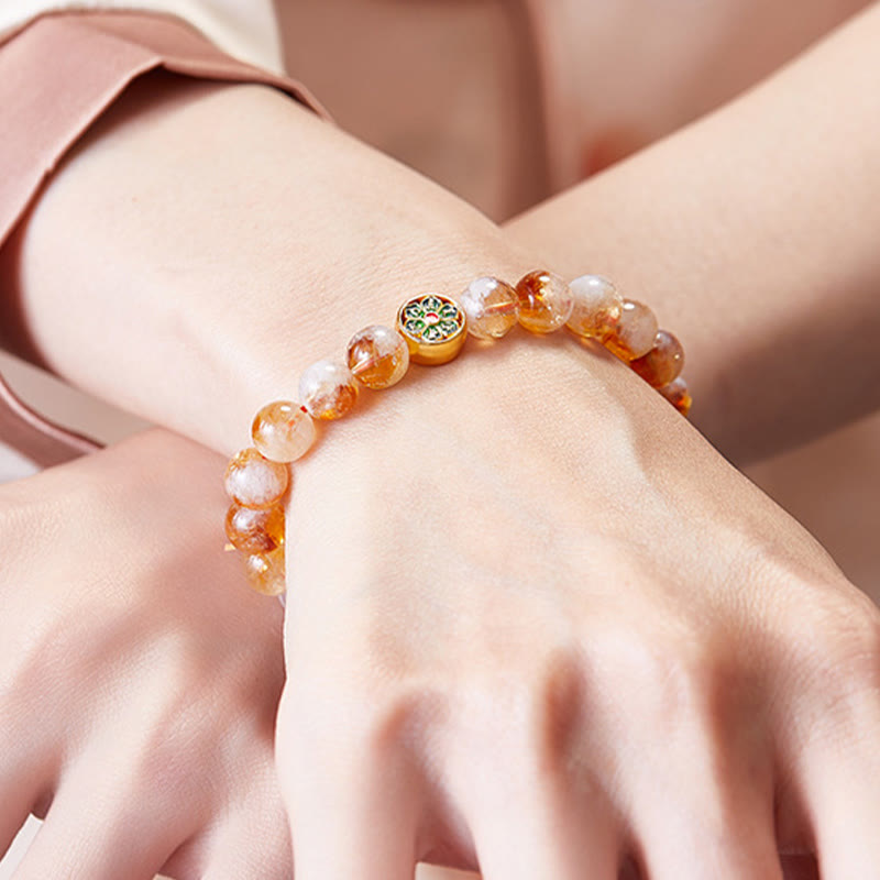 Wear FengShui 999 Sterling Silver Citrine Om Mani Padme Hum Protection Bracelet
