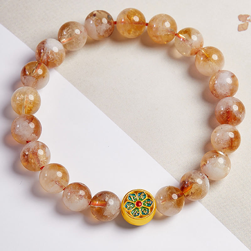 Wear FengShui 999 Sterling Silver Citrine Om Mani Padme Hum Protection Bracelet