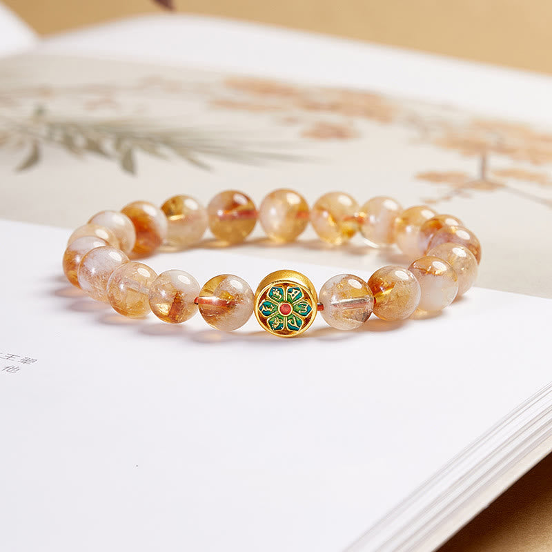 Wear FengShui 999 Sterling Silver Citrine Om Mani Padme Hum Protection Bracelet