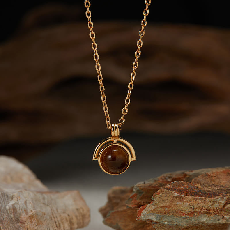 Wear FengShui Red Agate Tiger Eye Aquamarine Moonstone 925 Sterling Silver Confidence Necklace Pendant