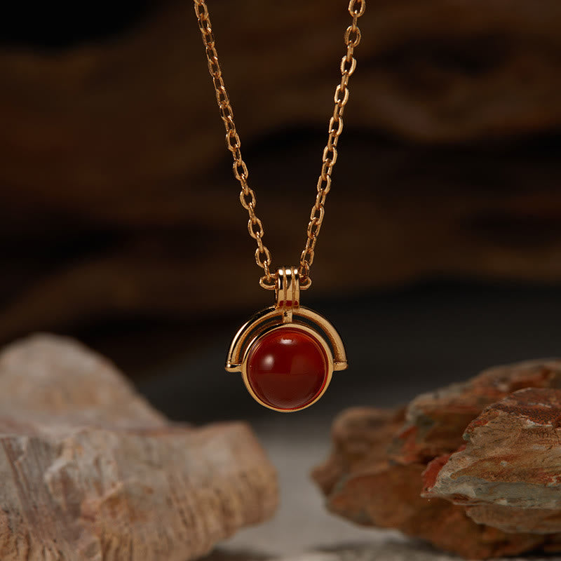 Wear FengShui Red Agate Tiger Eye Aquamarine Moonstone 925 Sterling Silver Confidence Necklace Pendant