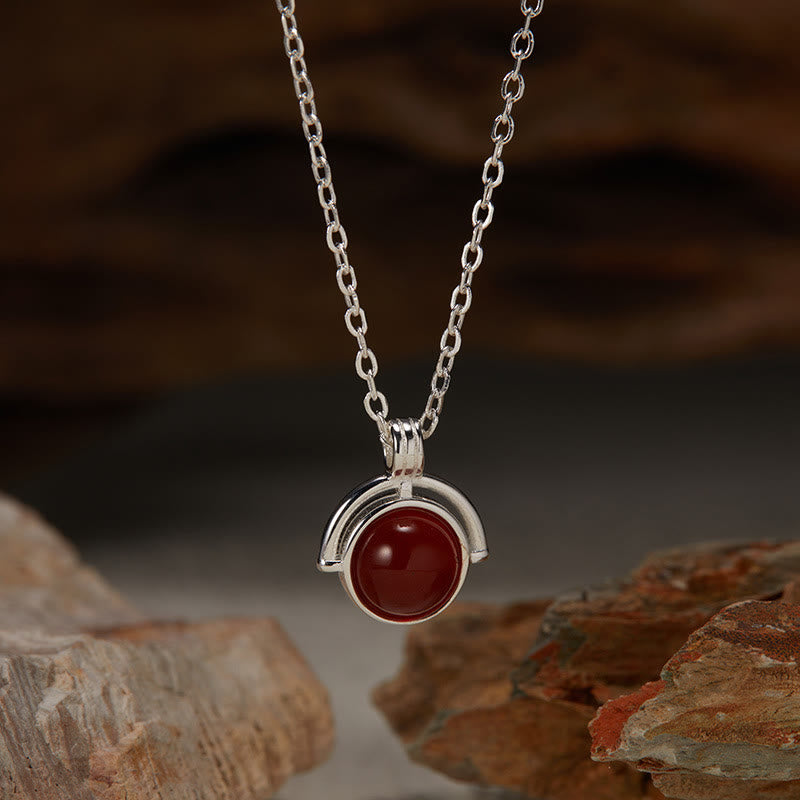 Wear FengShui Red Agate Tiger Eye Aquamarine Moonstone 925 Sterling Silver Confidence Necklace Pendant