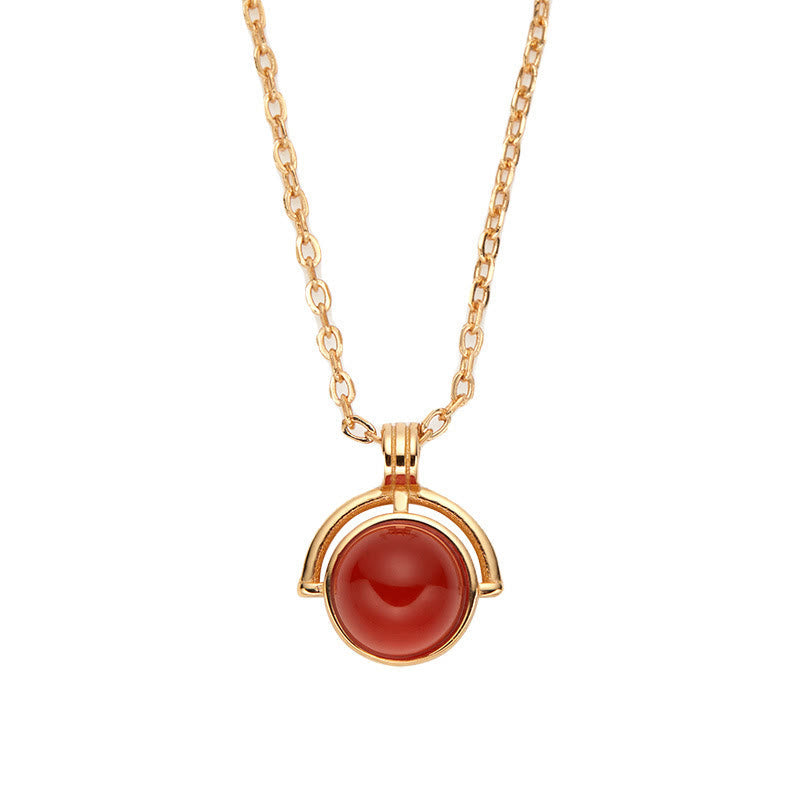 Wear FengShui Red Agate Tiger Eye Aquamarine Moonstone 925 Sterling Silver Confidence Necklace Pendant