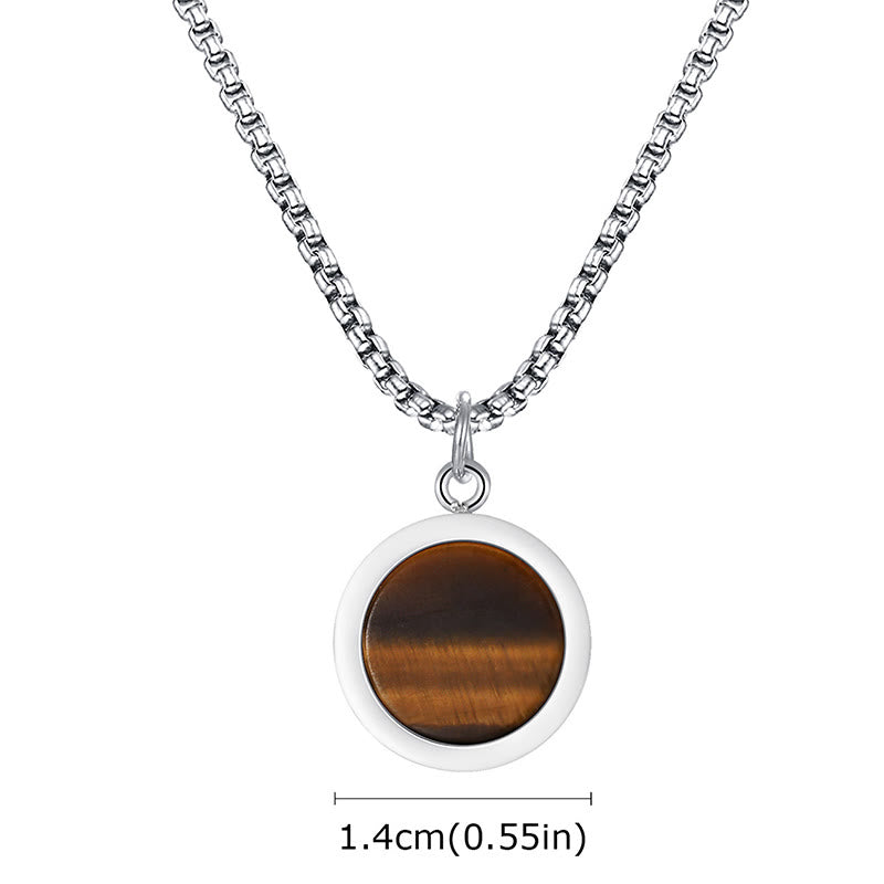 Wear FengShui Natural Stone Turquoise Tiger Eye  Lazurite Malachite Titanium Steel Purification Necklace Pendant